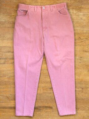 Vintage LEE Womens Pink Denim Jeans Size 2X (18W) 35" Waist Tapered Legs